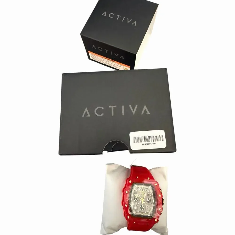 Activa x Invicta Men’s Skeleton Watch ACW2305-019 Red Case Black Dial NIB 50M - Picture 12 of 14